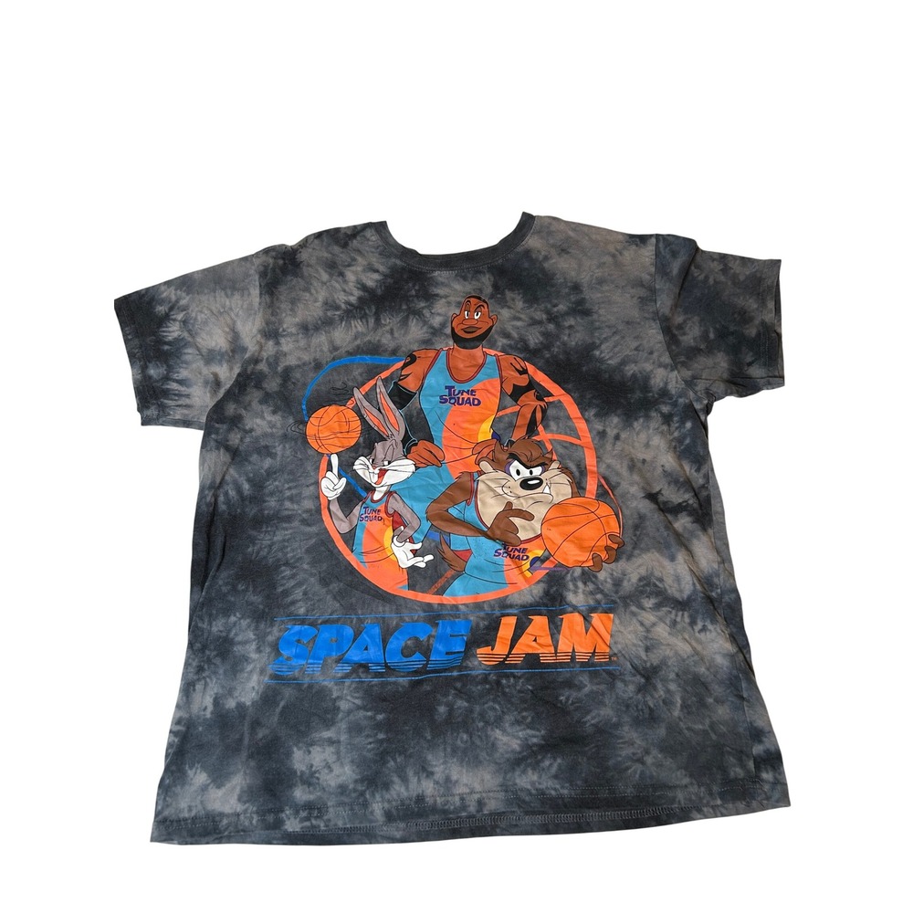 Space Jam T-Shirt Men's XL Black Grey Tie Dye LeBron James Bugs Bunny Tune Squad